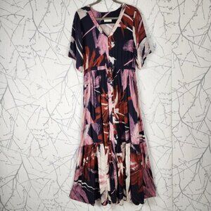Jackson Rowe Brushstroke Floral Bahama Tiered Maxi Dress
